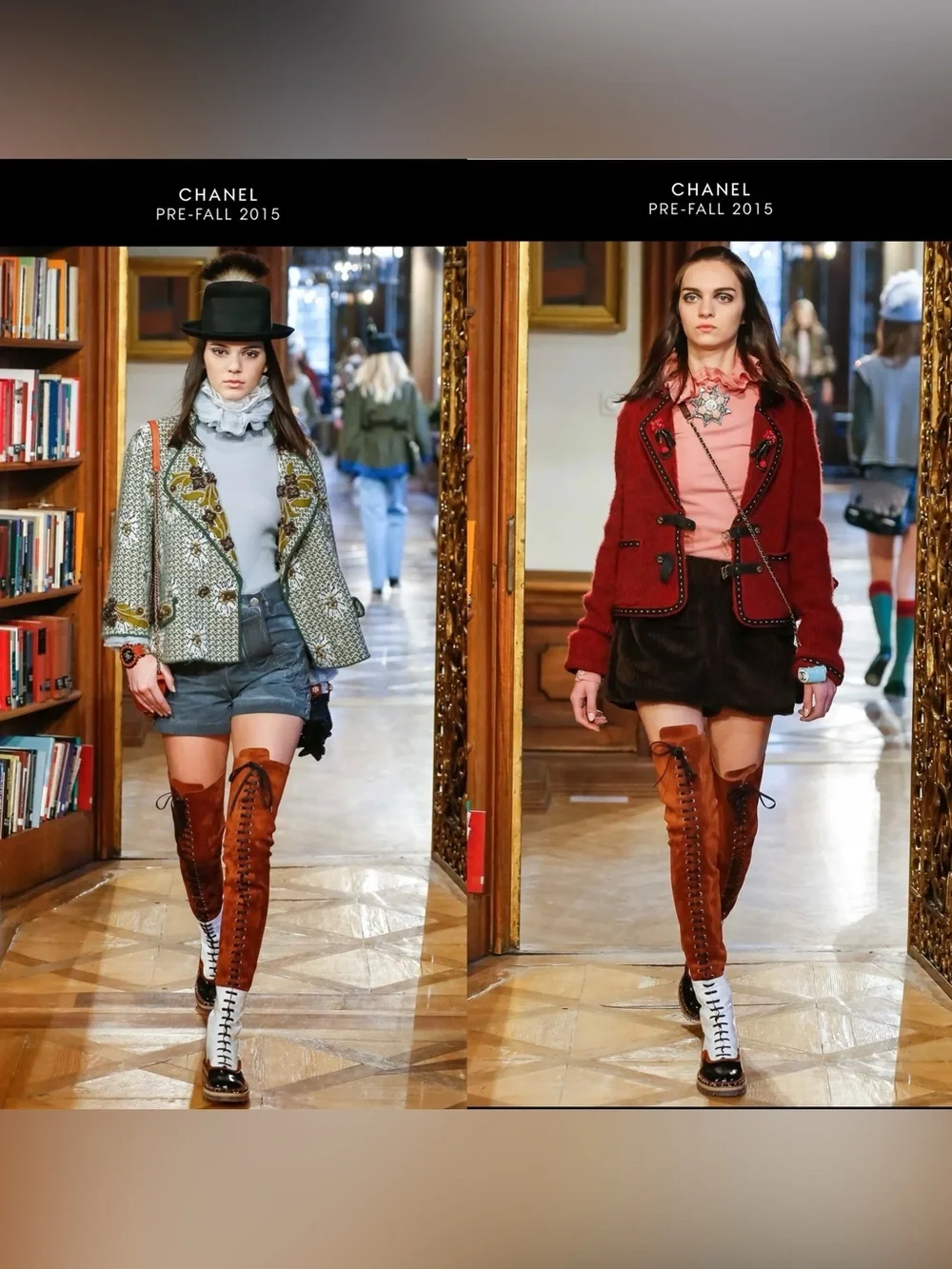 Chanel Fall 2015 Oxford Over The Knee Suede And Leather Runway Boots Size 39.